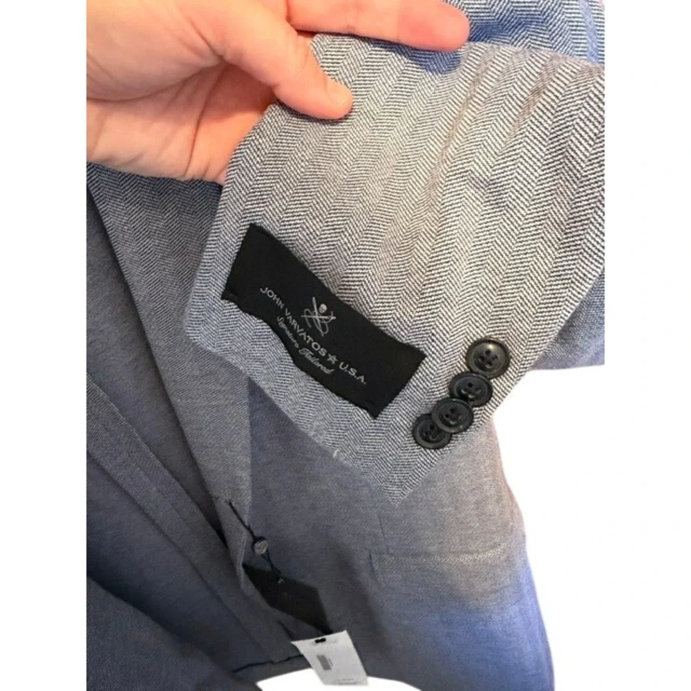 John Varvatos USA Varick Blazer 42R Light Blue Herringbone Two Button Jacket NEW